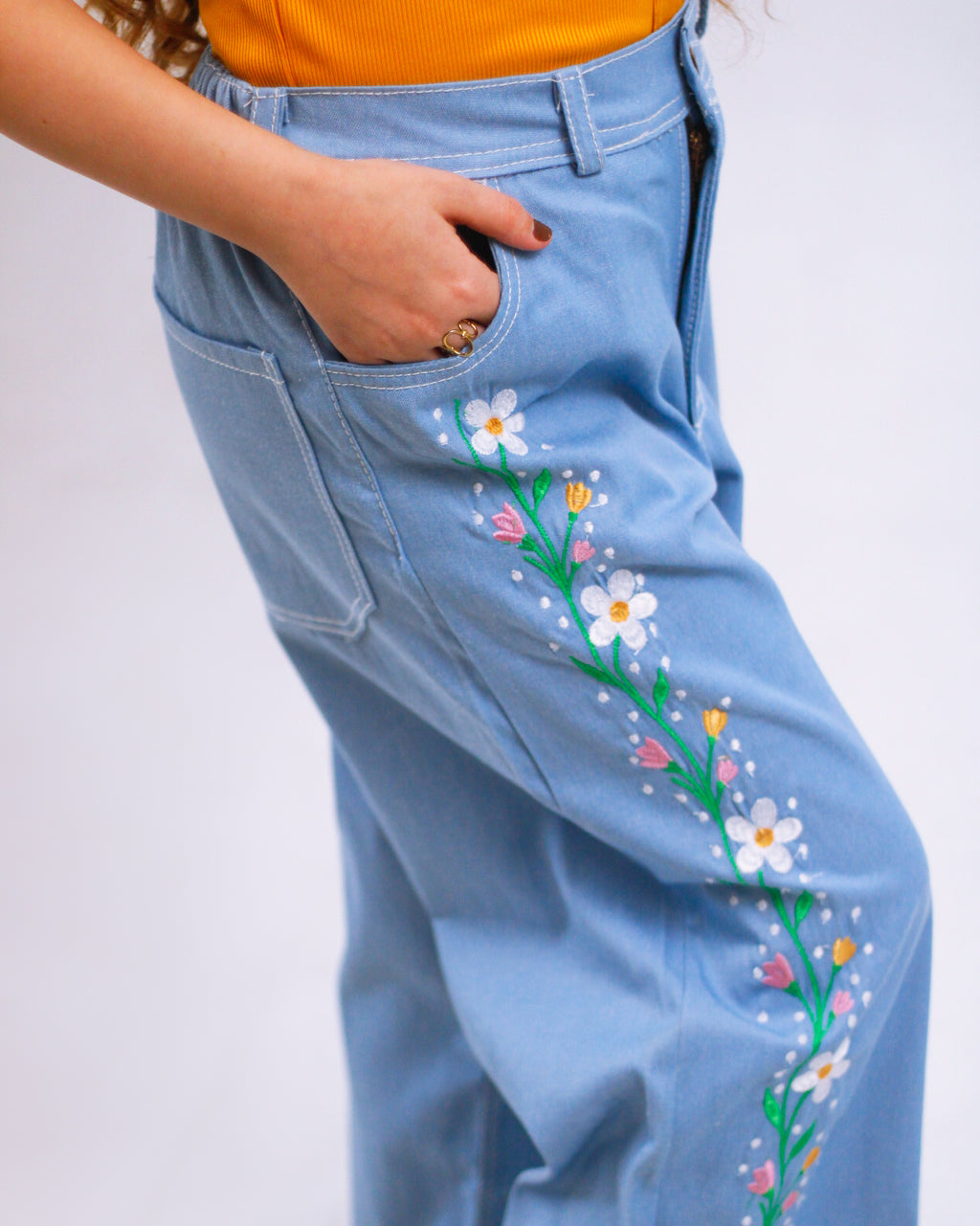 Embroidered Denim Set