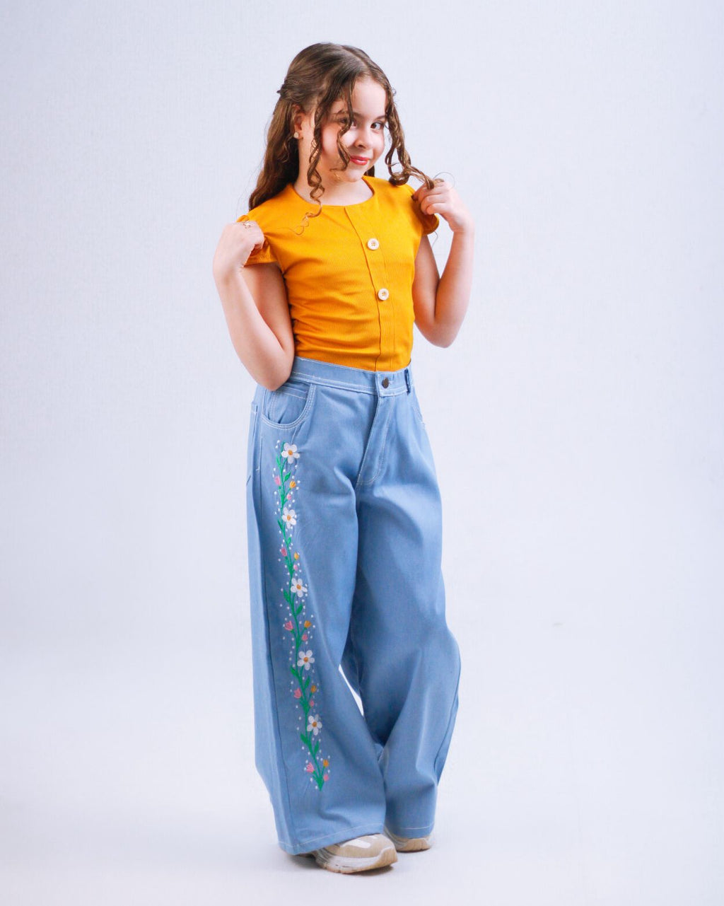 Embroidered Denim Set