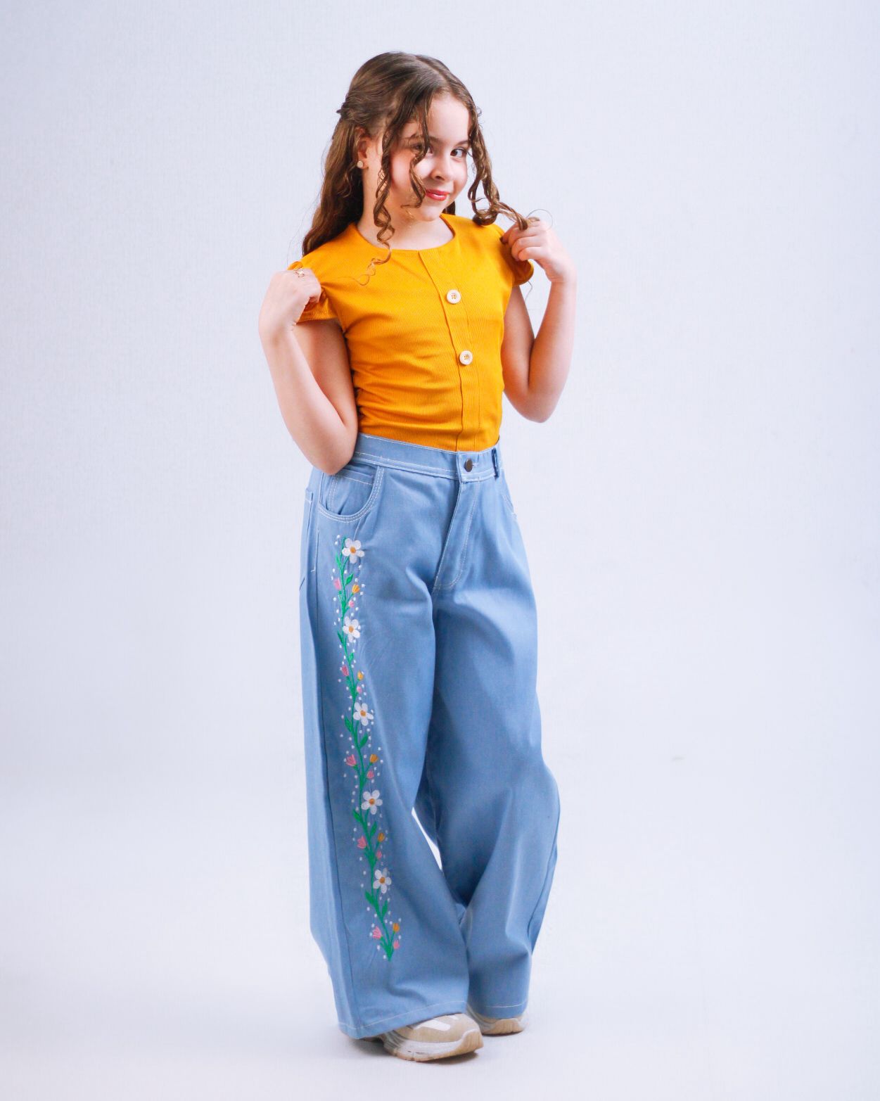 Embroidered Denim Set