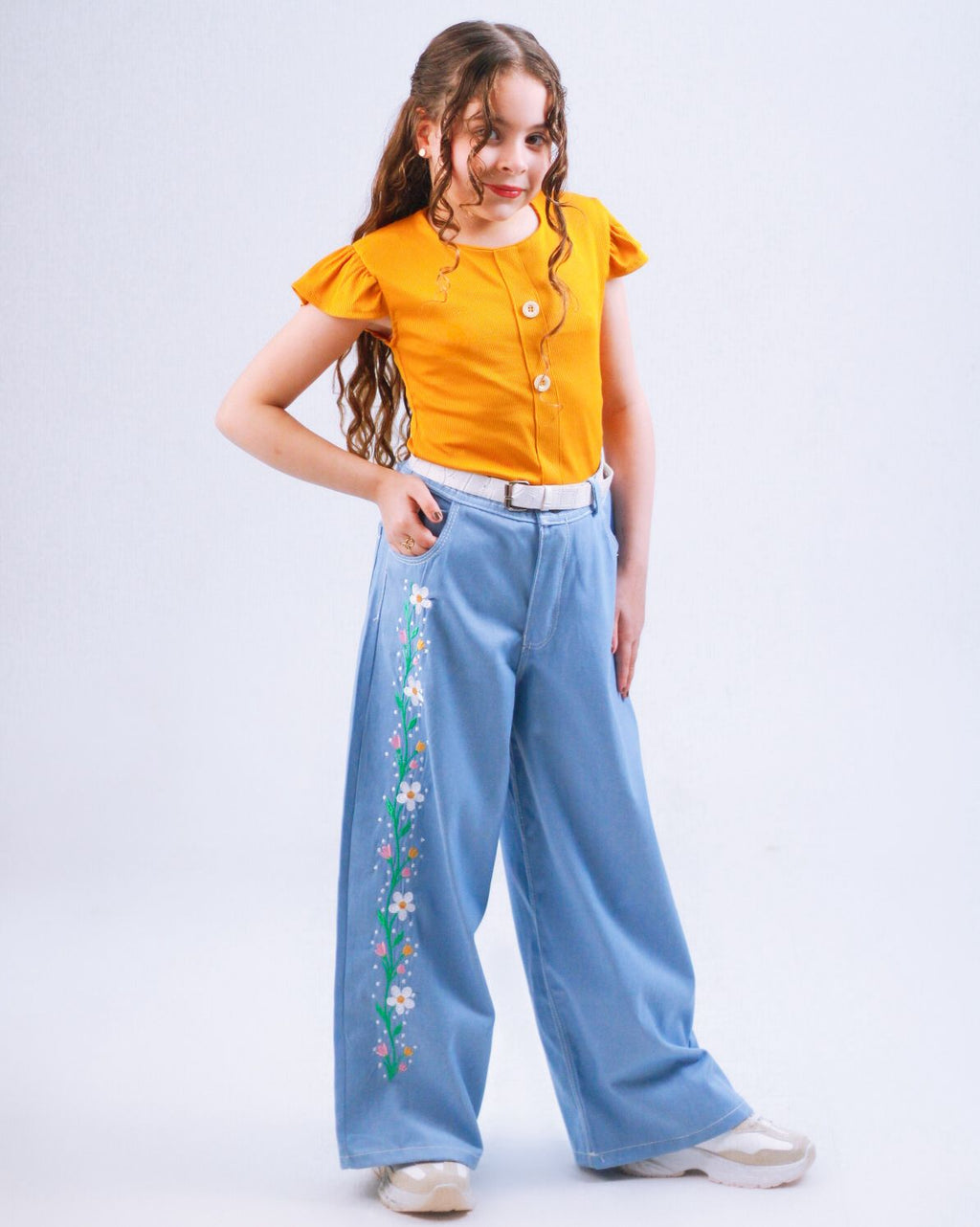Embroidered Denim Set