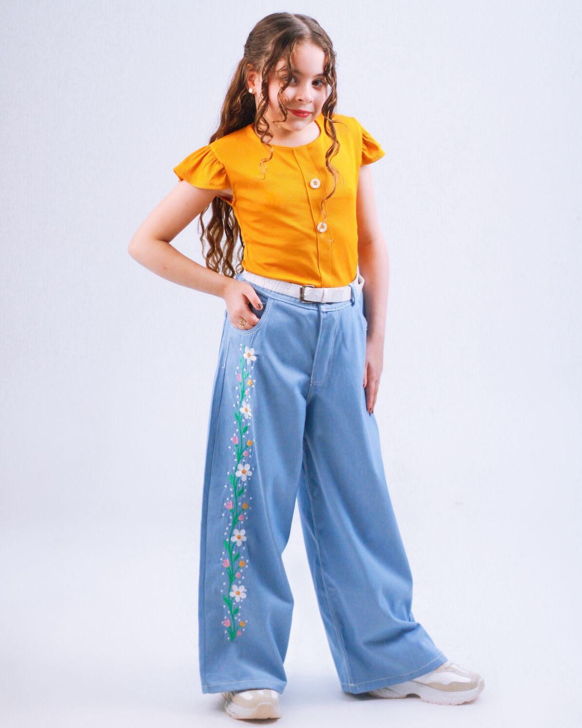 Embroidered Denim Set